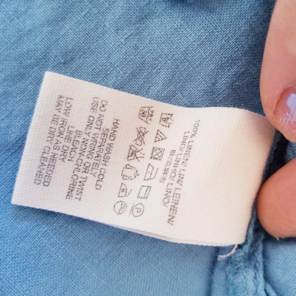 🌸 Free People | Linen‎ Pleated Buttondown Blouse, size Small - Picture 7 of 12